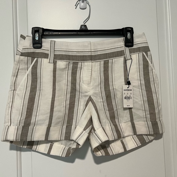 EXPRESS MIDI linen striped shorts size O - Picture 9 of 11